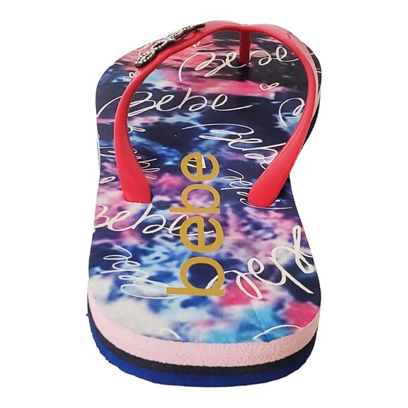 NWT BEBE AUTHENTIC TAMIA WOMEN'S BLUE CORAL THONG SLIP ON FLIP FLOPS SANDALS - Picture 8 of 9